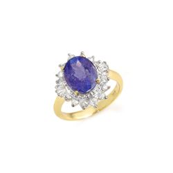 3.75 ctw Tanzanite & Diamond Ring 14K Yellow Gold