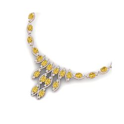 64.04 ctw Canary Citrine & VS Diamond Necklace 18K Rose Gold