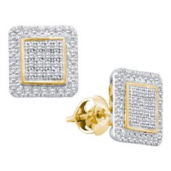 10kt Yellow Gold Round Diamond Cluster Square Stud Earrings 1/3 Cttw