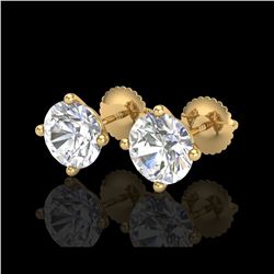 3.01 ctw VS/SI Diamond Solitaire Art Deco Stud Earrings 18K Yellow Gold