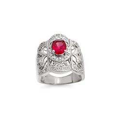 2.15 ctw Rubellite & Diamond Ring 10K White Gold