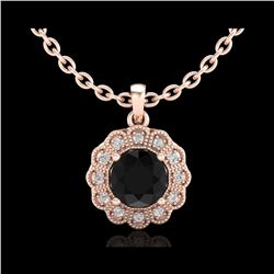 1.15 ctw Fancy Black Diamond Art Deco Stud Necklace 18K Rose Gold