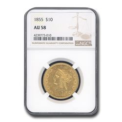1855 $10 Liberty Gold Eagle AU-58 NGC