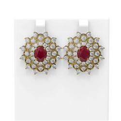 9.28 ctw Ruby & Diamond Earrings 18K Yellow Gold