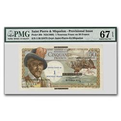 (1960) St. Pierre & Miquelon 1 Nouveau Franc CU-67 EPQ PMG