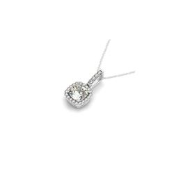 0.75 ctw Cushion Cut Certified VS/SI Diamond Necklace 14K White Gold