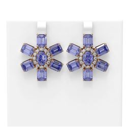 31.99 ctw Tanzanite & Diamond Earrings 18K Rose Gold