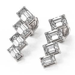 3.2 ctw Emerald Cut Diamond Earrings 18K White Gold