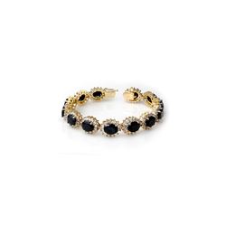 35.69 ctw Blue Sapphire & Diamond Bracelet 14K Yellow Gold