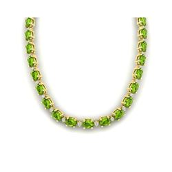 46.5 ctw Peridot & VS/SI Diamond Eternity Necklace 10K Yellow Gold