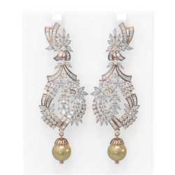 20.56 ctw Diamond and Pearl Earrings 18K Rose Gold