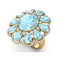 20.54 ctw Sky Topaz & VS Diamond Ring 18K Yellow Gold