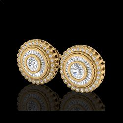 2.61 ctw VS/SI Diamond Solitaire Art Deco Stud Earrings 18K Yellow Gold