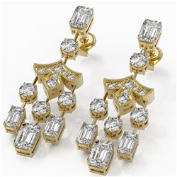 5.5 ctw Emerald Cut Diamond Designer Earrings 18K Yellow Gold