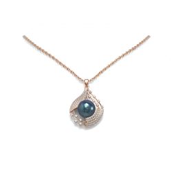 1.15 ctw Diamond and Pearl Necklace 18K Rose Gold