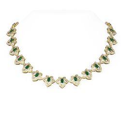 26.3 ctw Emerald & Diamond Necklace 18K Yellow Gold