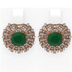 12.55 ctw Emerald & Diamond Earrings 18K Rose Gold