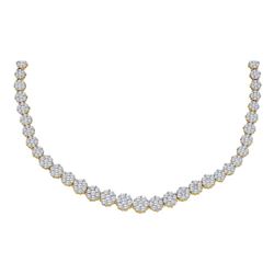 14kt Yellow Gold Round Diamond Flower Cluster Luxury Necklace 10 Cttw