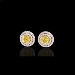 2 ctw Citrine & Micro Pave VS/SI Diamond Stud Earrings 14K Rose Gold