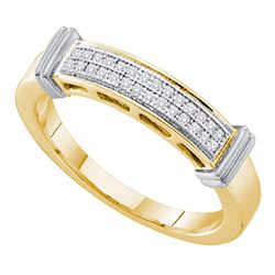 10kt Yellow Gold Round Diamond 2-tone Band Ring 1/12 Cttw