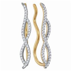 10kt Yellow Gold Round Diamond Infinity Climber Earrings 1/4 Cttw