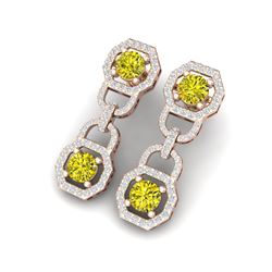 4 ctw SI/I Fancy Yellow Diamond Earrings 18K Rose Gold