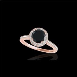 1.55 ctw Certified VS Black Diamond Solitaire Halo Ring 10K Rose Gold