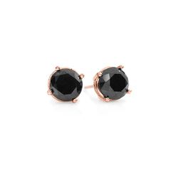 3.0 ctw VS Certified Black Diamond Stud Earrings 18K Rose Gold