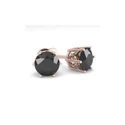3.0 ctw Black Certified Diamond Stud Earrings 18K Rose Gold