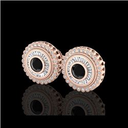2.61 ctw Fancy Black Diamond Art Deco Stud Earrings 18K Rose Gold