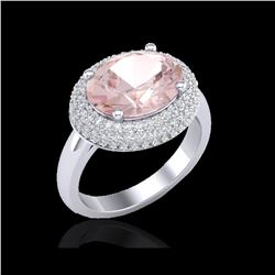 4.50 ctw Morganite & Micro Pave VS/SI Diamond Ring 18K White Gold