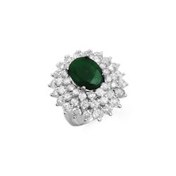 10.02 ctw Emerald & Diamond Ring 18K White Gold
