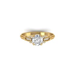 1.15 ctw Certified VS/SI Diamond Art Deco Ring 14K Yellow Gold