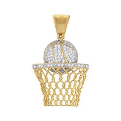 10kt Yellow Gold Mens Round Diamond Basketball Hoop Net Charm Pendant 3/4 Cttw