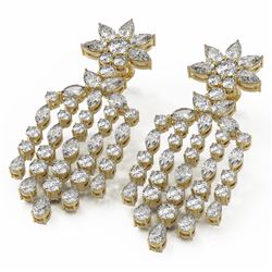14 ctw Mixed Cut Diamond Designer Earrings 18K Yellow Gold