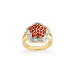1.50 ctw Red Sapphire & Diamond Ring 14K Yellow Gold