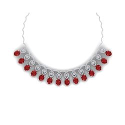 54.05 ctw Ruby & VS Diamond Necklace 18K White Gold