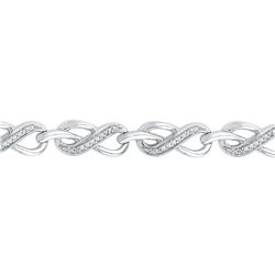 10kt White Gold Round Diamond Infinity Link Bracelet 1/5 Cttw