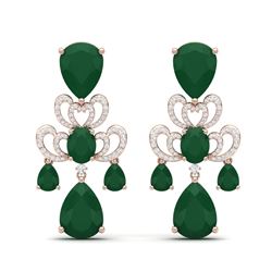 58.73 ctw Emerald & VS Diamond Earrings 18K Rose Gold