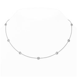 3 ctw Cushion cut Diamond Station Necklace 18K White Gold