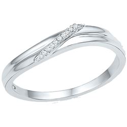 10kt White Gold Round Diamond Simple Single Row Band Ring .03 Cttw