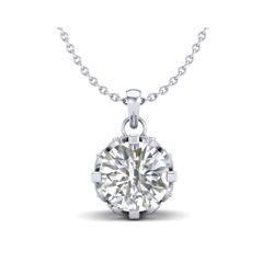 1.14 ctw VS/SI Diamond Solitaire Art Deco Stud Necklace 18K White Gold