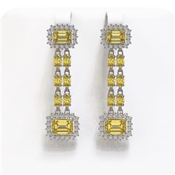 10.46 ctw Citrine & Diamond Earrings 14K White Gold