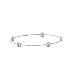1.65 ctw Cushion cut Diamond Station Bracelet 18K White Gold
