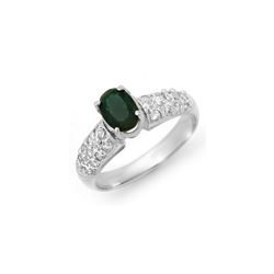 1.50 ctw Emerald & Diamond Ring 18K White Gold