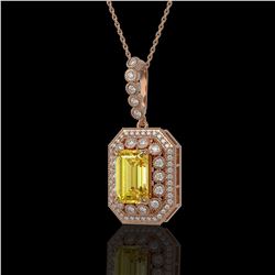5.82 ctw Canary Citrine & Diamond Victorian Necklace 14K Rose Gold