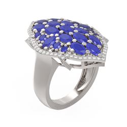 7.19 ctw Sapphire & Diamond Ring 18K White Gold