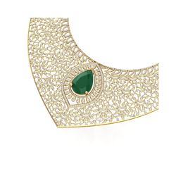 63.93 ctw Emerald & VS Diamond Necklace 18K Yellow Gold