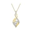 Image 1 : 10kt Yellow Gold Round Diamond Heart Spade Frame Pendant 1/8 Cttw