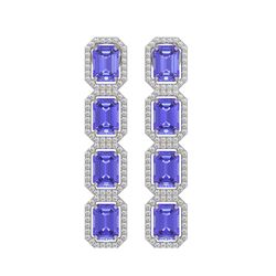 11.93 ctw Tanzanite & Diamond Micro Pave Halo Earrings 10K White Gold